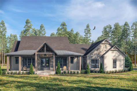 ranch house plans with metal roof|Pine Creek Rustic Ranch Style House, Plan 4369.